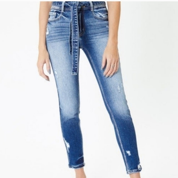 Kancan Paper Bag Jeans With Belt - Picture 3 of 5